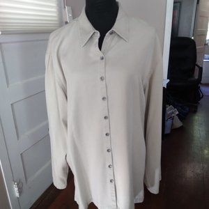 Liz Claiborne Cream Denim Blouse | Size L